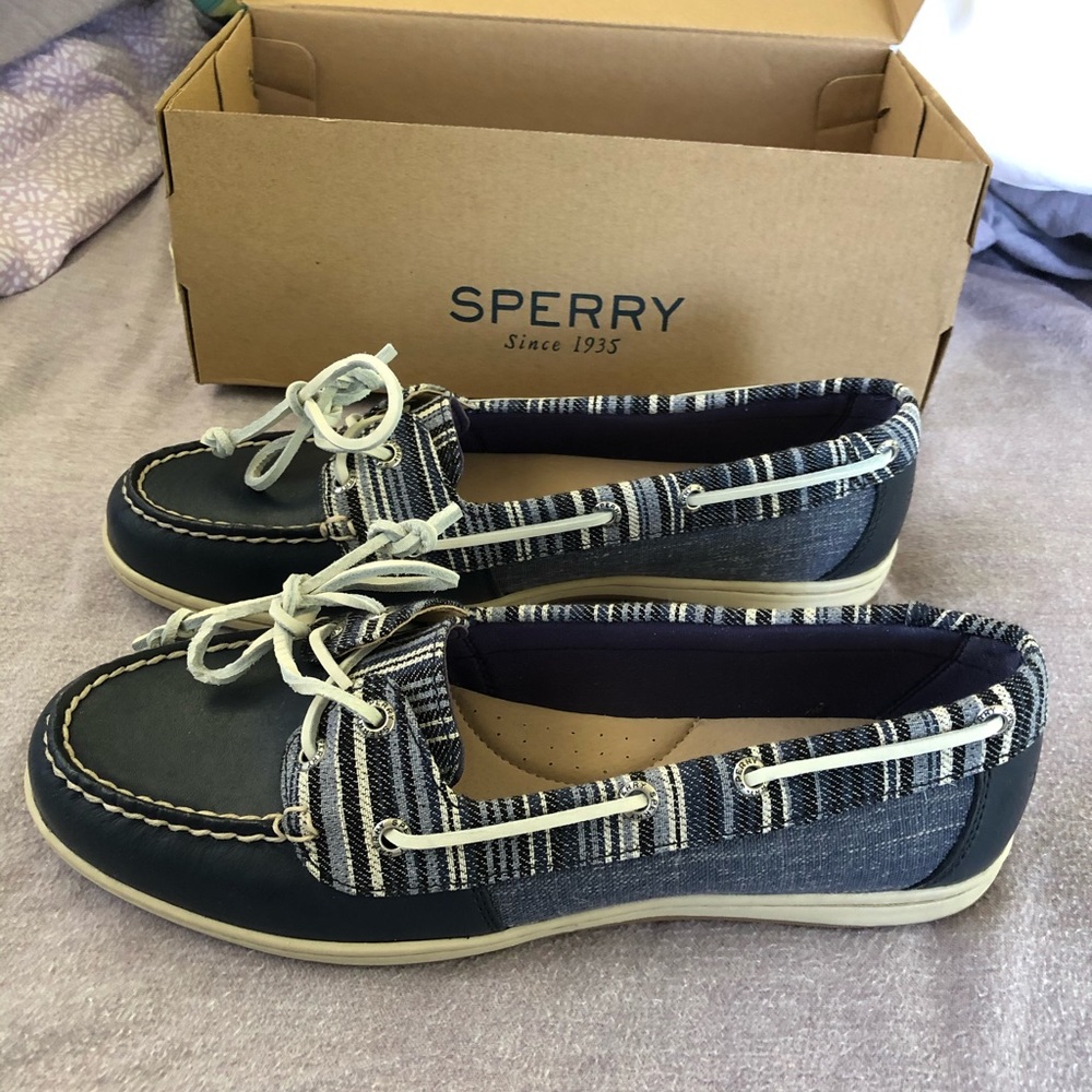 9.5 W Sperry Topsider Firefish Denim Stripe